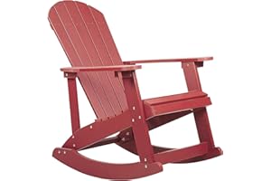 Beliani Fauteuil à Bascule de Jardin avec Lattes en Bois Synthétique Rouge Adirondack