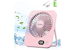 ILLUMYN Fancy Summer Series Ventilateur de bureau ultra silencieux avec flux d'air puissant pour bureau et maison, inclinable et portable pour voyage, 5 modes de vitesse avec batterie rechargeable de
