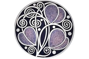SEA GEMS Brooch - Rennie Mackintosh Leaves & Coils Design - Purple & Silver