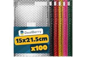 DEALBERRY 100 Pack Padded Envelopes | Packaging Poly Bags | Shipping Mailer | Metallic Shipping Envelopes | Address & Return Box | Assorted Colours | Size C | 170x215mm