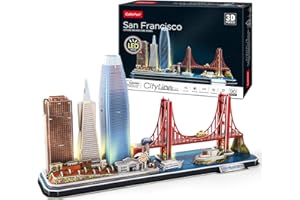 CubicFun Puzzle 3D LED San Francisco Cityline Maquetas para Construir Adultos Niños Kits de Construcción de Iluminación, El Puente Golden Gate, 555 Calle California y Otros Monumentos de SF