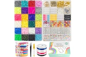 Baseola clay perlen für armbänder, 7200 Stück perlen set 24 farben armbänder selber machen, heishi perlen