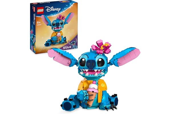 LEGO ǀ Disney Stitch - Jouet de Construction & Décoration - Figurine à Exposer avec Cornet de Glace & Fleur - Idée Cadeau pour Fille ou Garçon dès 9 Ans et Fans du Film Lilo & Stitch 43249