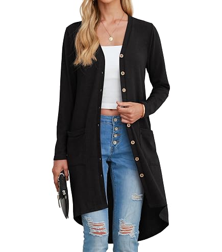 Cardigan Femme Irevial Manches Longues - Léger Et Drapé - Coton/Polyester - Avec Poches