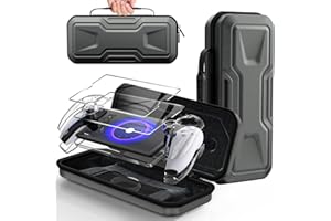 FYOUNG Étui de Transport et Coque de Protection pour Playstation Portal, Kit Accessoires de Voyage pour PS5 Portal, Case de Rigide Portable, Housse pour PS Portal, et 2 Pièces Verre Trempé - Gris