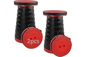 HVDHYY 2pcs Silla Plegable Ligera, Capacidad Máxima de Carga 215kg / 470pound, 7 Alturas Ajustables, Taburete Plegable Senderismo, Pesca, Viajes, Barbacoa, Jardín, Aire Libre, Interior Rojo