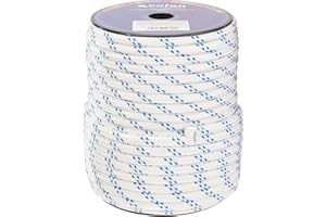 Cofan Carrete de cuerda trenzada de polipropileno | Medidas desde Ø 6 mm hasta Ø 20 mm | Rollos de 25, 50, 100 y 200 metros | Color blanco/azul