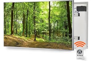 COLDFIGHTING Infrarotheizung 720W Mit Thermostat Bild, infrarot elektroheizung mit doppelter überhitzungsschutz, elektro heizkörper heizpaneel, Geprüft vom TÜV, GS (Wald)
