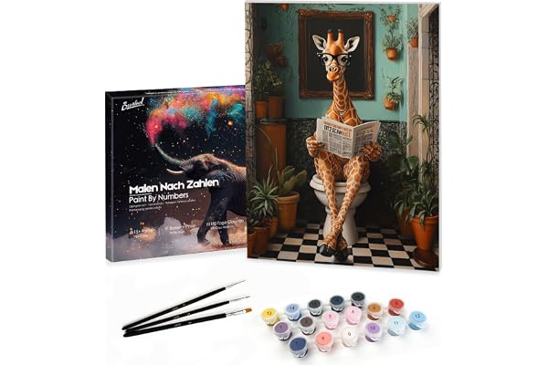 Bougimal Peinture par Numéro Adulte Animaux avec Pinceaux et Acryliques Bricolage Peintures Kits, pour la Décoration Intérieure maison, Girafe, 28x35cm(avec cadre)