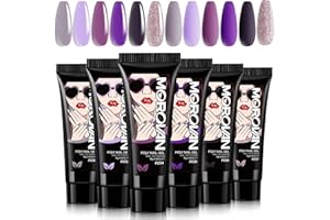 Morovan Poly Gel Extension Nail Set - 6 Colors Poly Nails Builder Gel for Beginner Professional Poly Nail Gel Starter Set Colors Packs DIY Salon at Home Nail Extension gel