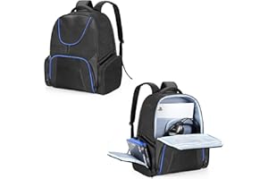 CURMIO Zaino da Viaggio Compatibile con Xbox Series S, Xbox One, Xbox 360, PS5, PS4 e PS4 Pro, Custodia da Trasporto per Console di Gioco, Controller e Accessori (Solo Borsa), Blu