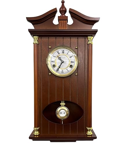 JVD Orologio A Pendolo Da Parete In Legno Di Quercia – Movimento Al Quarzo Con Suoneria Westminster, Esclusione Notturna, 69x25.5x12.5 Cm, Colore Noce Scuro