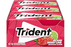 Trident Island Berry Lime Sugar Free Chewing Gum with Xylitol 14 Sticks 39 g