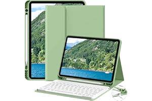 JKSML Etui na klawiaturę do iPada 10 generacji 10,9" 2022 z uchwytem na rysik, miękka tylna obudowa z TPU, zdejmowana klawiatura Bluetooth do iPada 10 generacji (zielona Matcha)