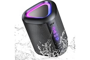 aowoka Bluetooth Lautsprecher mit Licht, 2025 Musikbox Tragbarer Box, Bluetooth 5.4, 30 St, Verbesserter Bass, IPX7 Wasserdicht, Outdoor Lautsprecher für Reisen, Sport, Party, Radfahren