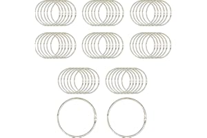 Bailinks 50 pcs anneaux de reliure, anneaux porte clé, anneau metal, anneaux reliure à feuilles mobiles de 30 mm de diamètre intérieur, porte-clés (argent)