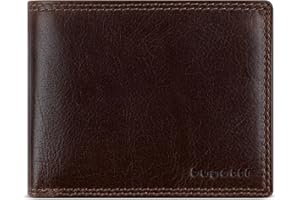 bugatti Savona Portafoglio in pelle di bufalo conciata al vegetale, RFID, formato orizzontale, da uomo - Marrone