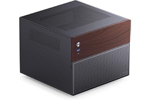 Jonsbo N4 NAS Gehäuse Schwarz – Kompaktes Micro-ATX Case für DIY-NAS, Platz für 6X 3,5" & 2X 2,5" HDDs, 4 Low-Profile-Slots, USB-C & USB-A, Holzdesign