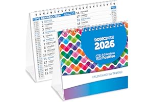 IL CALENDARIO POSITIVO Calendario da Tavolo 2026 Positivo | In Carta Ecosostenibile NON Patinata - Ideale per segnare Appuntamenti ed Impegni | Calendario da Scrivania Ufficio | Cm 21x15 | 28 Facciate con Mesi Doppi