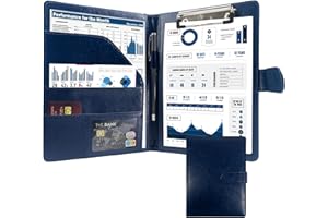 GraduatePro Cartella Portadocumenti A5 Pelle di Cerniera Chiusura magnetica Unisex per Ufficio Conferenza Cartellina Custodia Organizzatore con Quaderno-Blu