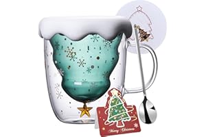 Arawat Weihnachtstasse Nikolausgeschenke Weihnachten Geschenk Nikolaus Tasse Kleine Weihnachtsgeschenke für Frauen Männer Mitarbeiter Kollegen Doppelwandige Gläser Weihnachten Becher Freundin