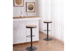 Kidol & Shellder Sgabelli da bar - Set di 2 sgabelli rotondi regolabili in altezza per bancone da cucina, pistola girevole, facile grigio