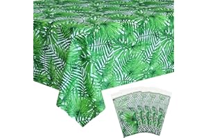 LILWEMEN 5Pcs Tropical Luau Plastic Tablecloth, Hawaii Palm Leaves Table Cloth, Jungle Table Cover for Baby Birthday Bridal Shower Birthday Party Summer Zoo Jungle Safari Themed Party (2)