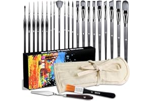 Aottom 23 Set Pennelli Professionale Pittura Acrilica, per Dipingere Nylon Sintetici per Olio, Acquerelli per Artisti e Amantori