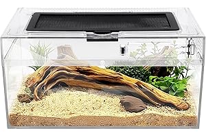 Clioran Reptile PC Terrarium Amphibian Tank Spider Enclosure Snake Cage 7x11.8x5.9inch Suitable for breeding Leopard Gecko,Frog,Hermit Crab,Lizards,Isopod,Tarantula,Turtles,Chameleons,Jumping Spiders