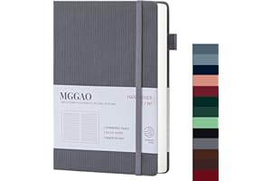 MGGAO A5 Journal ligné 100 GMS Papier épais ligné avec 188 pages numérotées Carnet de notes en cuir de qualité supérieure pour écriture personnelle, étude, bureau, enregistrement de voyage