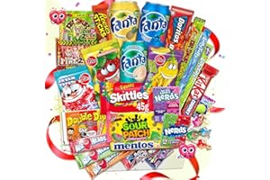 UGUR Amerikanische Süßigkeiten XXL Box 2,3 kg| 24+3 Teile gratis leckere USA Kennenlernbox - Candy Mix inkl. Getränke – Fanta – 7up Reeses, Hersheys, Pocky, Skittles aus aller Welt