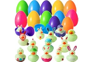 Haooryx Mini Rubber Duckies Classic Yellow Float Ducks Bath Toy Squeeze Ducky for Kids Bath Time Birthday Party Gift Bag Fillers Spring Summer Pool Garden Party Decoration Supplies (Easter Egg)