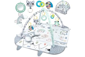 Ricokids Spielbogen Baby Krabbelmatte mit Spielbogen Krabbeldecke für Baby Spielmatte Spielteppich Mat Laufstall Baby Funktion mit Kissen Baby Erstausstattung Neugeborene 110x100 cm Kaninchen