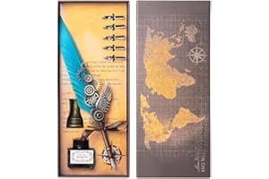 AOMAYLL Juego de caligrafía vintage, juego de tinta de pluma estilográfica,hecho a mano,con 5 plumas, soporte para bolígrafo de tinta, caja de regalo para vacaciones o cumpleaños