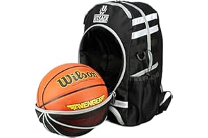 Kitsack - The Ultimate Basketball & Netball Ball & Kit Carrying Rucksack – With Separate Ventilated Ball Compartment – Padded Straps – Black