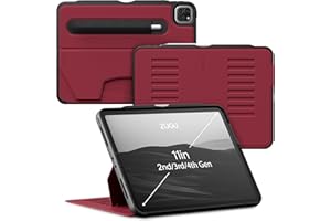 ZUGU iPad Pro 11 Case 2022/2021/2020/2018 4/3/2/1 Generacji Etui - Ultra Cienki Ochronny - Ładowanie Apple Pencil - Wygodne 8-Magnetycznie Kątom Stojak Automatyczne Usypianie/Budzenie [ Czerwony ]