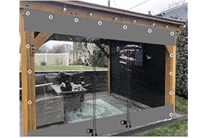 SUWOOY Wasserdichte Transparent Planenvorhänge,Pvc Durchsichtige Planen Seitenteile Für Außenbereich,Mit Reißverschluss,Pergola Veranda Pavillon Wetterfeste Trennvorhänge,Mit Ösen,L×H-2.3×2m(7.5*6.6ft)