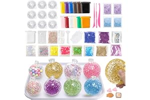 Bztzhm Squishy gör-det-själv set, stora sensoriska stressbollar | Gör-det-själv stressbollar gör-det-själv med 9 former och tillbehör, squishy Maker set för vuxna kreativ present