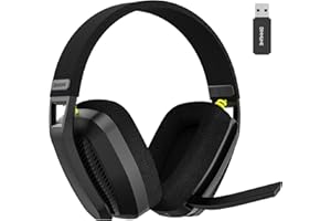 BINNUNE Cuffie da gioco wireless 2.4GHz con microfono per PS4, PS5, PC, Playstation 4 e 5, Bluetooth auricolari USB con autonomia della batteria di 48 ore