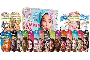 7th Heaven Bumper Box Face Mask Gift Set - Pack of 20 Face Masks - Deeply Moisturising and Skin Rejuvernating & Blemish Repair - Charcoal, Pink Rose Clay & Dead Sea Mud - Suitable For All Skin Types