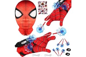 XINCHEN Set di 2 Guanti Spiderm Bambino Giochi 3 4 5 6 Anni Giochi, Spara Ragnatele Spiderm, Regalo di Compleanno Bambino 3-8 Anni Esterno per Bambini Giochi