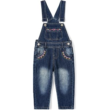 Salopette denim bambina fiori applicati - Prénatal