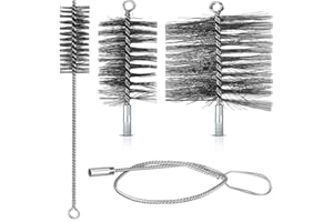 Sinmoe Ofenrohrbürsten Set 80 mm 150 mm Kesselbürste Draht 4 cm Drahtrohrbürste Gesamtlänge 30 cm Kaminbesen mit Flexiblem Flexstange 100 cm Kaminbürsten Schornsteinfeger Drahtbürsten für Kaminkessel