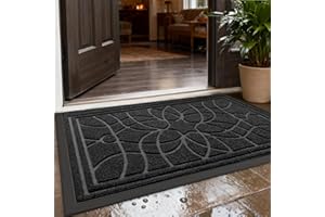 DEXI Felpudo Entrada Casa 44 x 75 cm, Felpudos Exterior Antideslizante y Lavable, Impermeable Alfombra Atrapar Suciedad para Puerta Principal, Balcón, Jardín, Negro