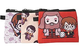 PIUMOJ Harry Porte Monnaie Enfant, Porte Monnaie en Toile, Wizard Monnaie Porte, Mini Portefeuille, Porte Monnaie pour Cartes de crédit, Cartes d'identité, clés, écouteurs, 3 Pièces