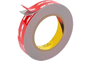 FIXCHORD 3M Nastro Biadesivo Extra Forte, Nastro Adesivo di Montaggio Forte e Impermeabile per Strisce Luminose a LED, Auto, Decorazioni per Casa e Ufficio, Grigio (15.4FT×0.78IN)