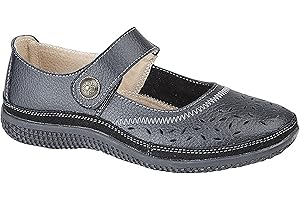 Boulevard Womens/Ladies Wide Fitting Touch Fastening Perforated Bar Shoes