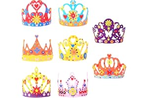 MEZOOM 8pcs Fai da Te Corona di Feltro Lavoretti Creativi Principessa Corone Ragazze Feltro Artigianato per Ragazze Fasce per Capelli Plastica Bambini Regalo Festa di Compleanno