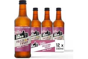 Lo Bros Kombucha - Passionfruit - Sparkling Refreshing Drink with Natural Ingredients and Live Cultures, Supports Gut Health, Low Sugar, Vegan, Gluten Free, Bottles- 12 x 330ml