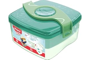 Maped Picnik Origins - Caja de almuerzo para niños, apertura fácil, 2 compartimentos, 1 extraíble, de plástico, sin BPA ni ftalatos, color verde